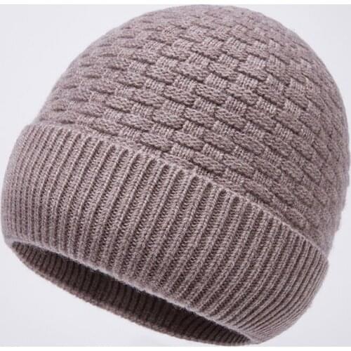 Men Beanie Winter Hat Pure Wool Knit Warm Casual Skiing Accessory For Teenagers