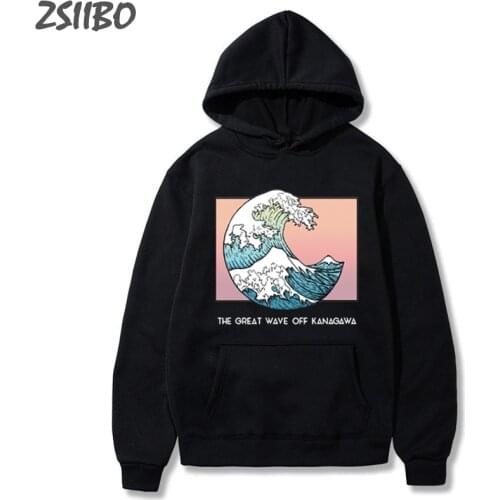 Harajuku 2019 Mens Hoodies Unisex Ukiyo-e Kanagawa Van Gogh Oil Surfing Wave Printed Hoodies Men Sweatshirt Streetwear Pullover