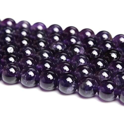 Natural Round Amethyst AA Deep Color Quartz Crystal Gemstone Loose Beads For Necklace Bracelet DIY Jewelry Making