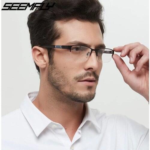 Seemfly Metal Half Frame Finished Myopia Glasses Anti Blue Rays Retro Nearsighted Eyeglasses 0 -0.5 -1 -1.5 -2 -2.5 -3 -4 -5 -6