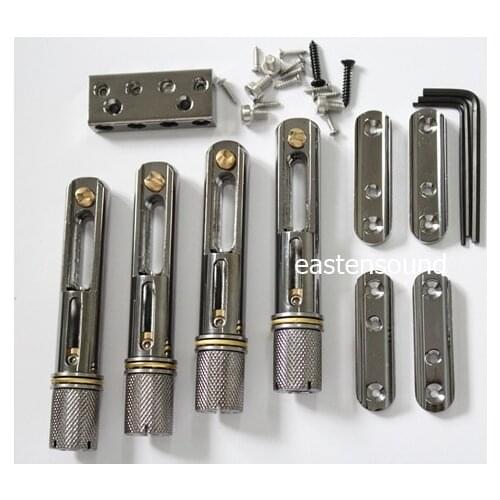 One set 4strings nickel black single headless bass bridge for bass