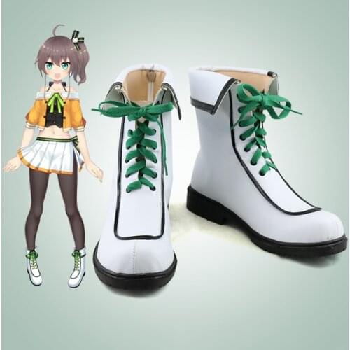 YouTuber Natsuiro Matsuri Cosplay Shoes Boots Natsuiro Matsuri Cosplay Wig Brown Curly Synthetic Hair Chip Ponytail + Wig Cap
