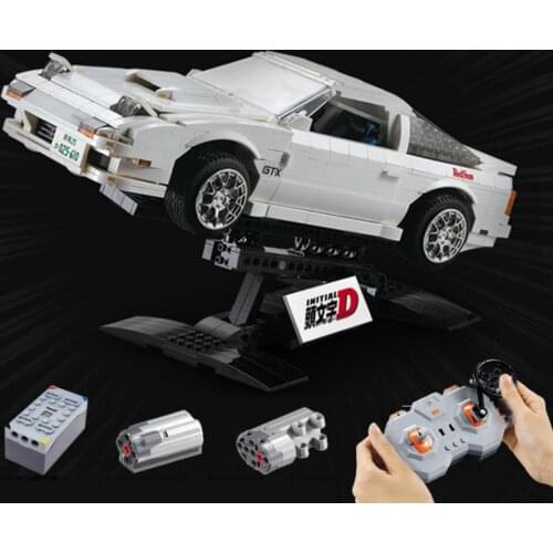 Technical Initial D redsun 2.4Ghz radio Remote control build block 1:12 scale Mazda SAVANNA RX-7 FC3S Model rc car toy light
