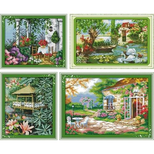 Bright and Beautiful Spring Scenery Embroidery Cross Stitch Kit Needlework Fabric Stamped Patterns Counted 11CT 14CT Print Decor
