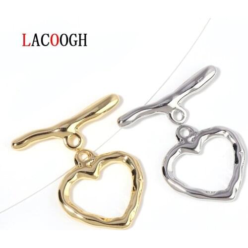 5 sets Copper Plated Real Gold Heart Shaped OT Clasps Toggle Clasps Connectors for DIY Bracelet Necklace Jewelry Making Supplies