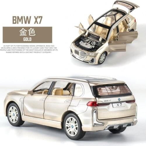 1. 24 simulation X7 childrens toy alloy car model ornament with sound and light door opening for childrens birthday gift gold