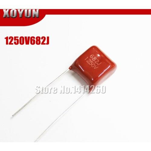 10PCS CBB28 1250V682J 6.8NF 0.0068UF Pitch 10MM 682J 1250V CBB Polypropylene film capacitor