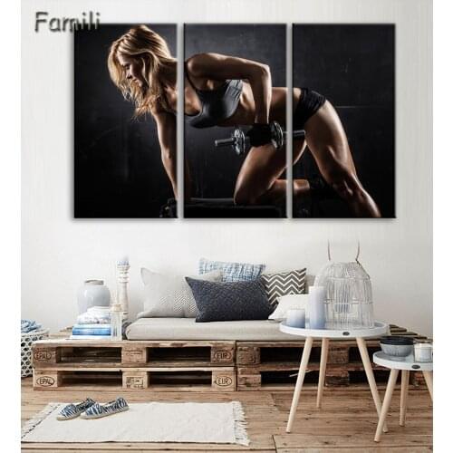 3pcs Wall Art Poster Bodybuilding Exercise Fitness Sports Painting Canvas Printing Unframed Modular Pictures,decorative pictures