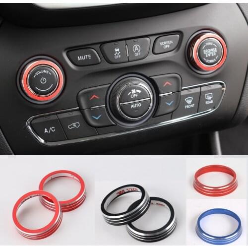 Car Accessories for Dodge Durango 2014-2018 Aluminum Alloy Air Condition Volume Switch Knob Bezel Decoration Ring Cover