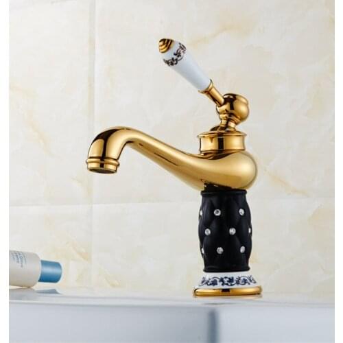 Free shipping Solid brass ceramic bathroom faucet of hot cold basin faucet with polished chrome basin mixer tap