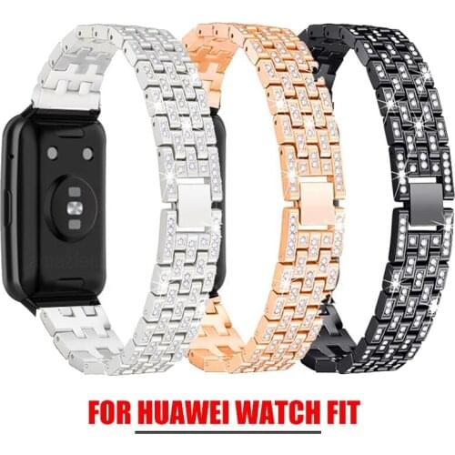 Watch Fit Bracelet Luxury Watch Strap For Huawei Watch Fit Band Metal Steel Watchband Diamond Wristband Replace Correa