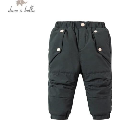 DB15857 dave bella winter baby unisex fashion solid padded pants children full length kids pants infant toddler trousers