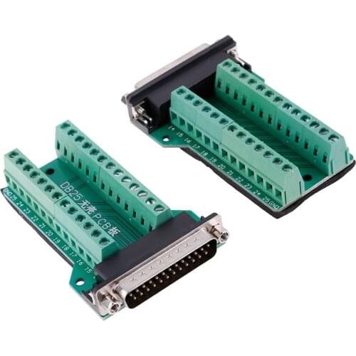 DB25 D-SUB Female 25Pin Plug Breakout PCB Board 2 Row Terminals Connectors Wholesale