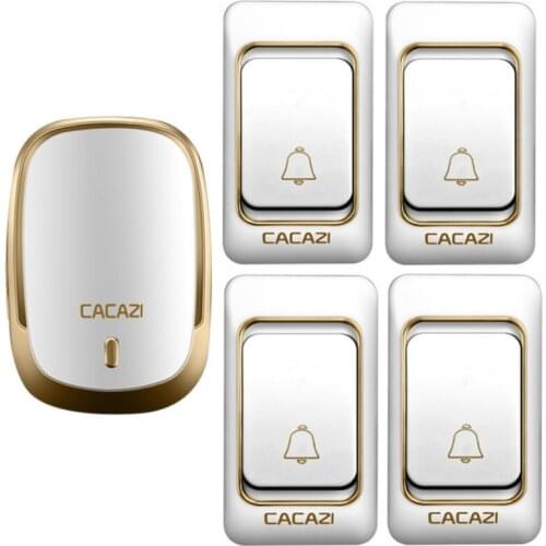 CACAZI Wireless Doorbell Waterproof 300M Remote US EU UK AU Plug Smart Home Calling Doorbell Battery Button Ringbell Chimes 220V