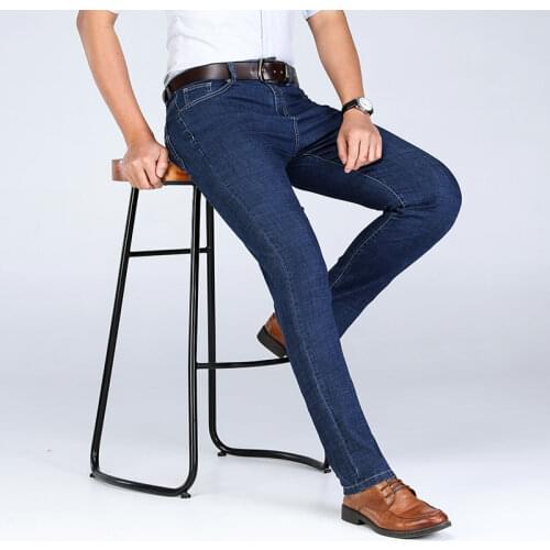 2020 Mens Autumn Winter Cotton Jeans Men Stretch Business Pants Fashion Trousers Denim Jean Mens Jeans big size 35 40 42 44 46