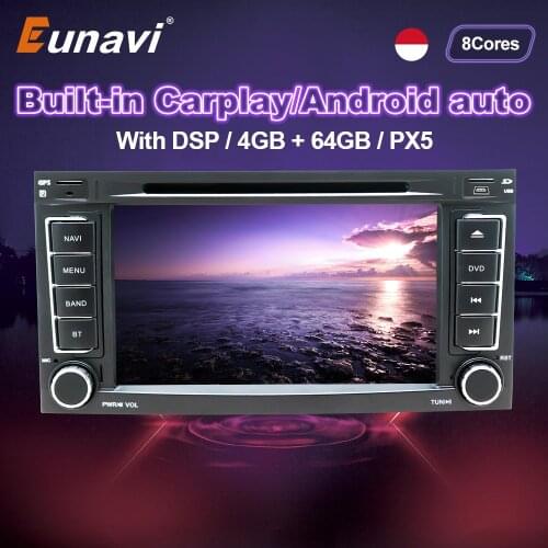Eunavi Android 10 Car Radio DVD For VW/Volkswagen/Touareg Auto Audio Multimedia Video Player GPS Navigation 7 inch 4G+64G 2 Din