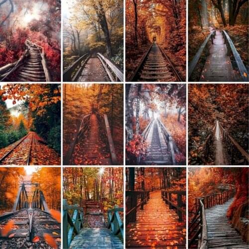 GATYZTORY Frame DIY Painting By Numbers Wall Art Canvas Painting Autumn Landscape Paint By Numbers Coloring By Numbers Home Art