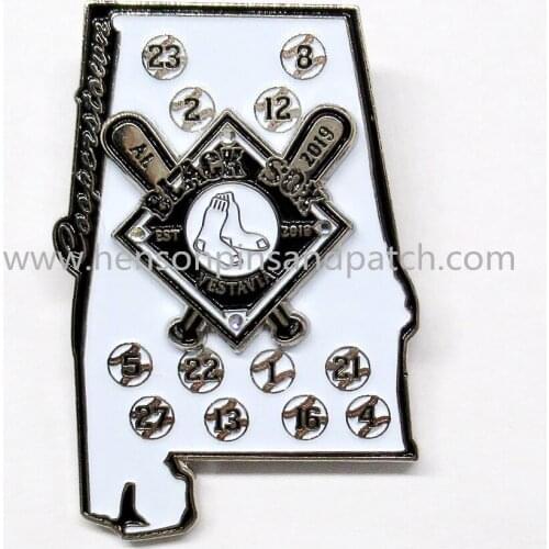 Custom metal Iron soft enamel baseball spinner glitter lapel pin