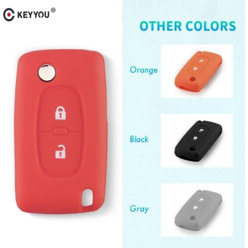 KEYYOU 30pcs 2 Buttons Silicone Car Key Case Fob Cover For Peugeot 206 207 307 308 407 408 For Citroen C3 C4 C4L C5 C6 Protector