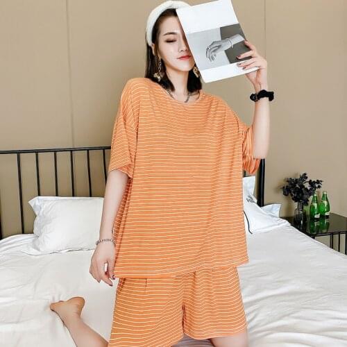 2XL-4XL 90 Kg Women Pajamas Set New Short Sleeve Shirt+ Pant Homewear Suit Summer Loose Sleepwear Female Lounge Wear Pijamas