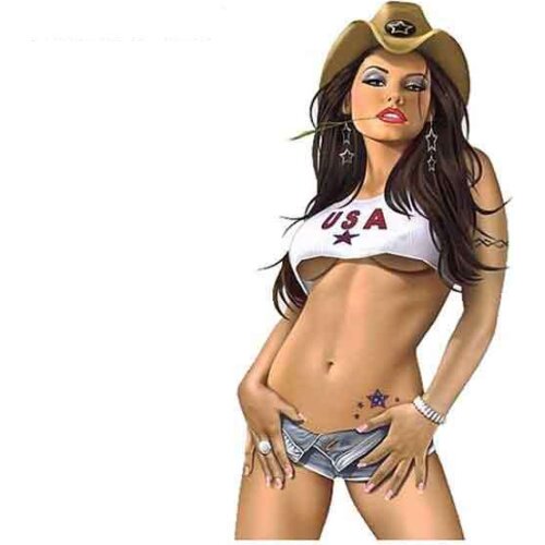 Hot Ultra Rare Sexy All American Cowgirl Pin Up Girl Car Sticker Occlusion Scratch Bumper Window Stickers Apply To Car Window