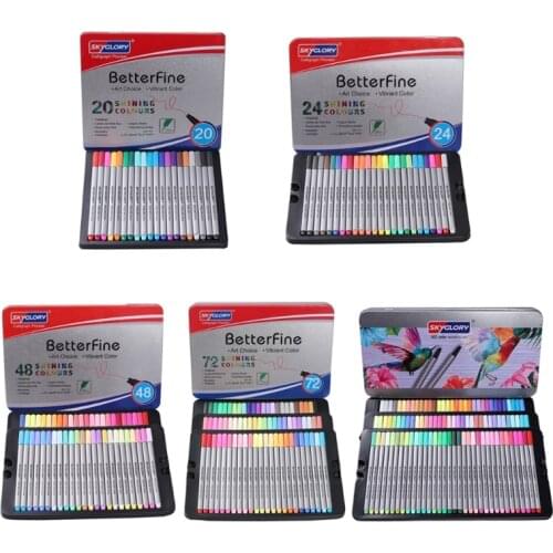 Tip Point Marker Drawing Pen Set 20/24/48/72/102Pcs 0.4mm Fine Fineliner Color Pens with Metal Storage Case for Coloring