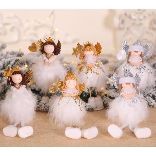Cute Plush Angel Doll Toys Christmas Tree Hanging Pendant Children Happy New Year Xmas Party Gift Home Room Ornament