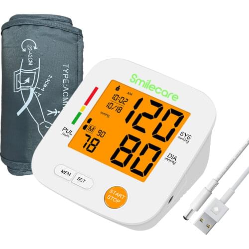 Konsung SmileCare Tonometer Arm Electronic Blood Pressure Monitor Digital LCD Sphygmomanometer Pulse Meter BP for MAP Adults Use