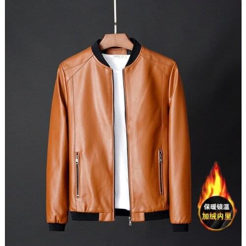 2021 Autumn Winter Male Coats Jackets Men Solid Color Faux Leather Suit Jacket Long Sleeve Lapel Mens Jackets and Coats Q110