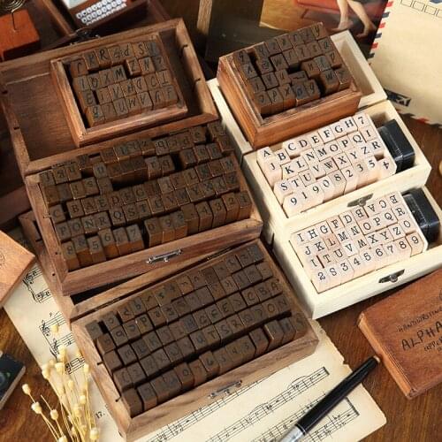 Retro Uppercase And Lowercase Manual Seal Alphanumeric Combination Wooden Seal Set Manual Material Learning Office Diy