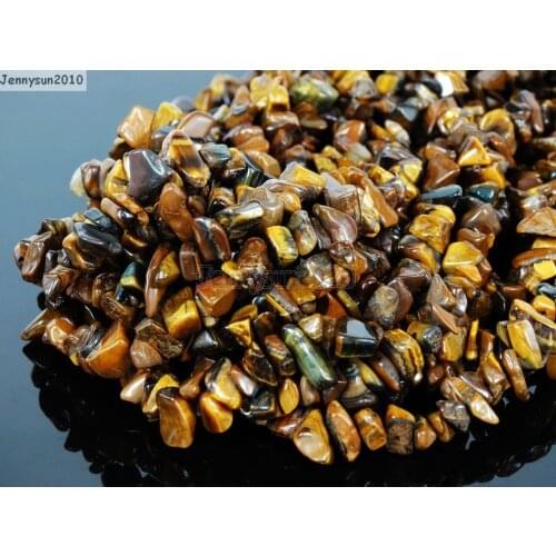 Natural Tigers Eye Gems stone 5-8mm Freeformed Chip Beads 35'' for Jewelry Making Crafts 5 Strands/Pack