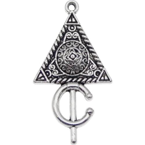 Julie Wang 20PCS Triangle Symbol Charms Antique Silver Color Zinc Alloy Pendants Jewelry Making Accessory