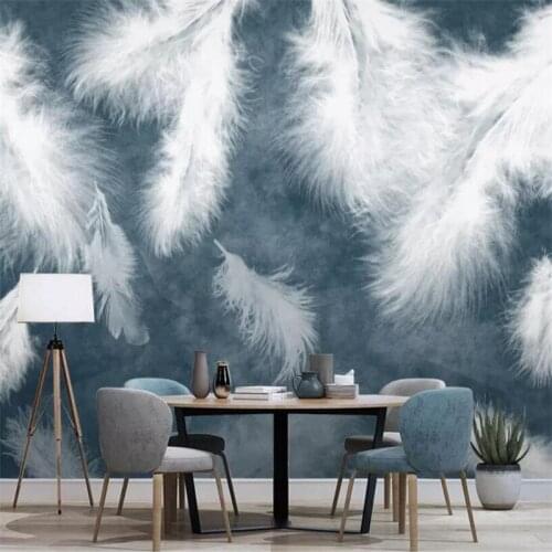 Custom 3D photo wallpaper European style oil painting feather bedroom study wallpaper mural