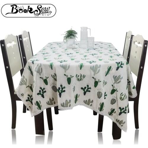 Booksew Rectangular Square Dining Tablecloth Cactus Design Thick Table Cover Lace Side Cloth For Party Wedding Mantel Kitchen