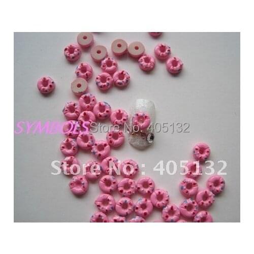 RC-122-4 200pcs/bag Cute Small Light Pink Donuts Decoration Resin Decoration Nail Art Decorations