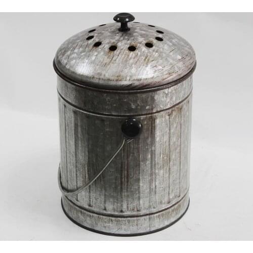 Retro Compost Bin Garbage Bucket Vegetable Food Residue Kitchen Waste Bin Recycling Rubbish Can for Kitchen Countertop
