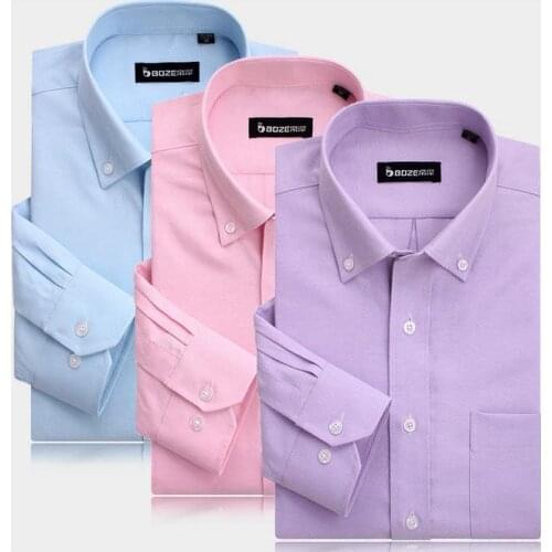Fashion New Mens pure color business shirt long sleeve shirts Leisure mens wear Autumn Winter Tops chemise Camisa Big Size