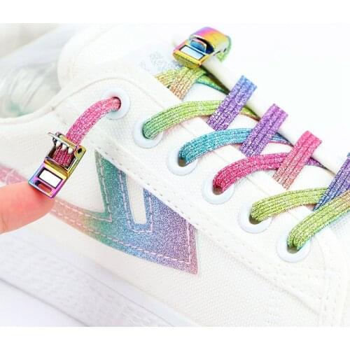 New Magnetic Locks Shoelaces Sneakers Shoelace Elastic No Tie Shoe Laces Rainbow Kids Adult Flat Laces One Size Fits All Shoes