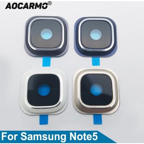 Aocarmo Rear Back Camera Glass Lens With Cover Frame Holder For Samsung Galaxy Note5 N9200 White/Black/Gold/Blue Replacement