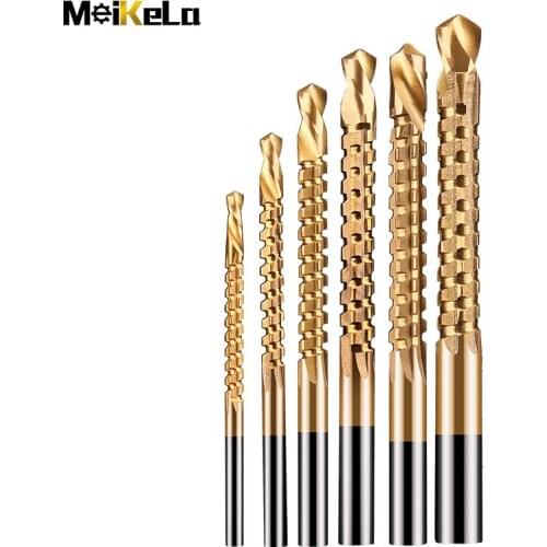 MeiKeLa 6pcs Serrated Drill Bit Twist Drill Household Metal Punch Woodworking Reaming Slot Multifunctional Hand Drill 3mm-8mm