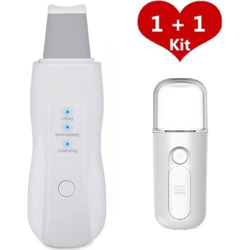 Deep Face Cleaning Not Ultrasonic Skin Scrubber USB Rechargeable Device Skin Care + 30ml Nano Face Mist Steamer Humidifier Gift
