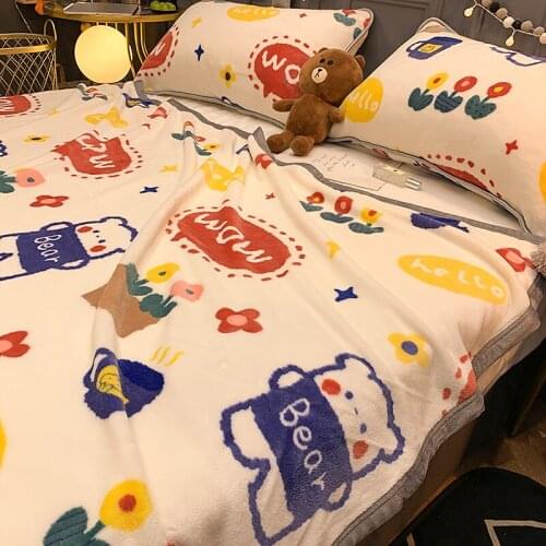 Thicken the blanket with a small cover blanket to make the bed single warm flang coral velvet