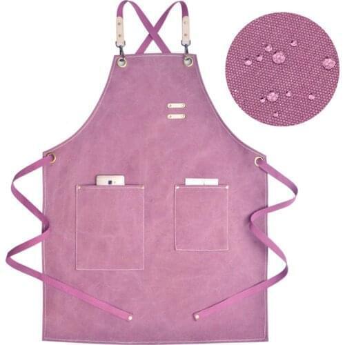 Waterproof Canvas Apron Crossback Strap Florist Pet Shop Gardener Work Wear Barista Bartender Pastry Chef Waitstaff Uniform B72