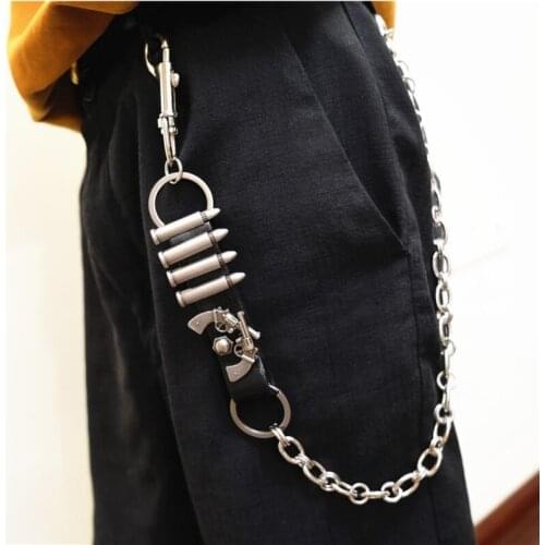 Street Long Metal Pistol bullet Wallet Belt Chain Trousers Hipster Pant Jean Keychain Silver Ring Clip Keyring HipHop Jewelry