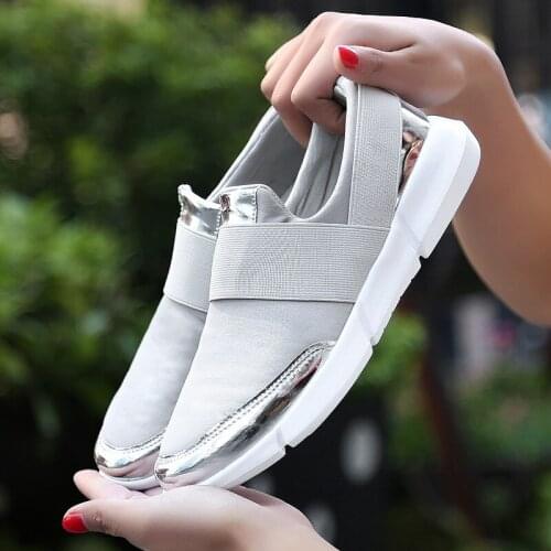 Plus Size Women Shoes Casual Breathable Sneakers Slip on Shoes for Women Sneakers Fashion Black Grey Shoes Woman Sneakers New