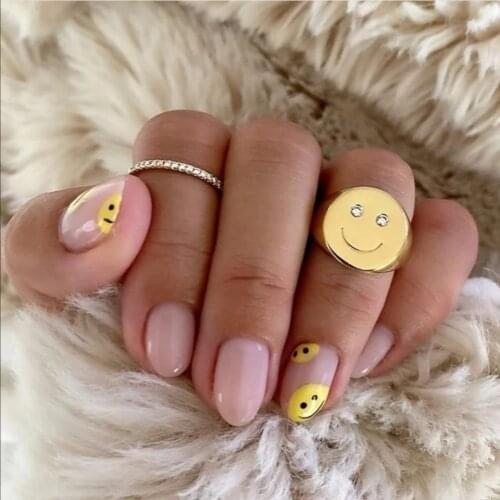 Stainless Steel Women Brand Jewelry 2021 Naughty Face Mens Finger Ring Healing Smile Zircons Eyes Signet Boys PVD Gold Rings