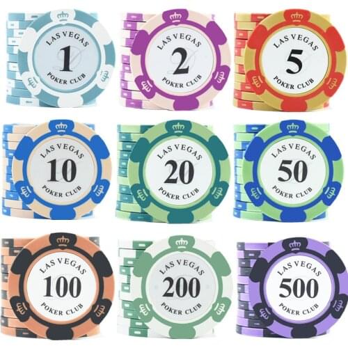 10PCS 14g Chips for Texas Hold'em Poker ChipsCasino Baccarat Crown LAS VEGAS Design Clay Poker Chips 40mm Coin Poker Chips