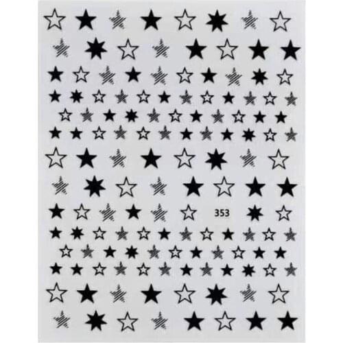 10PCS 3D Bronzing Five-pointed Star Nail Sticker Laser Gold and Silver Star Nail Decoration Black and White Two-color Decal