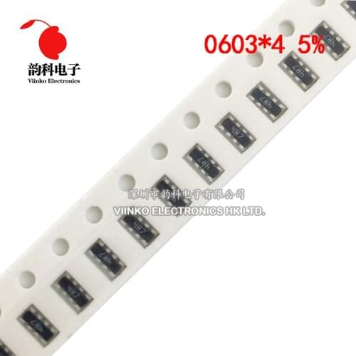100pcs 0603*4 8P4R 2*4P SMD Network Resistor array 0 1 1.8 2 2.2 2.7 3 3.3 3.9 4.7 5.1 ohm