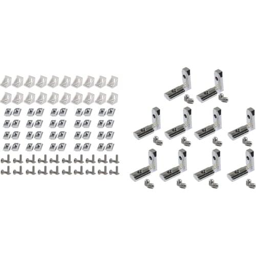 100Pcs 2020 Series Aluminum Profile Connector Set & 20Pcs T Slot L-Shape Interior Inside Corner Connector